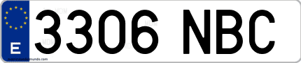 Ejemplo de matrícula de coche ordinaria 3306 NBC