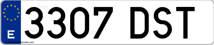 Ejemplo de matrícula de coche ordinaria 3307 DST