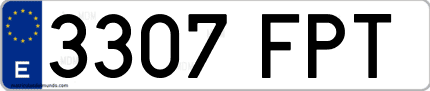 Ejemplo de matrícula de coche ordinaria 3307 FPT