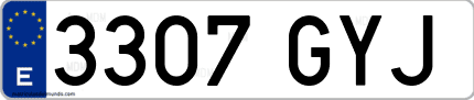 Ejemplo de matrícula de coche ordinaria 3307 GYJ