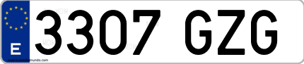 Ejemplo de matrícula de coche ordinaria 3307 GZG