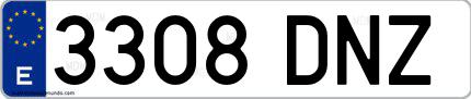 Ejemplo de matrícula española 3308 DNZ