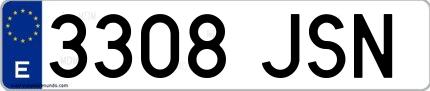 Ejemplo de matrícula española 3308 JSN