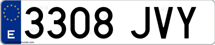 Ejemplo de matrícula de coche ordinaria 3308 JVY