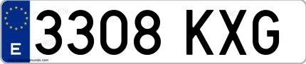 Ejemplo de matrícula española 3308 KXG