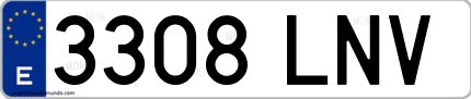Ejemplo de matrícula de coche ordinaria 3308 LNV