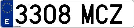 Ejemplo de matrícula española 3308 MCZ