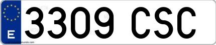 Ejemplo de matrícula española 3309 CSC