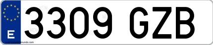 Ejemplo de matrícula española 3309 GZB