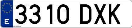 Ejemplo de matrícula española 3310 DXK
