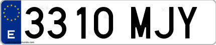 Ejemplo de matrícula de coche ordinaria 3310 MJY