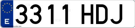 Ejemplo de matrícula de coche ordinaria 3311 HDJ