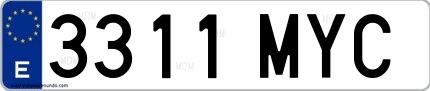 Ejemplo de matrícula española 3311 MYC