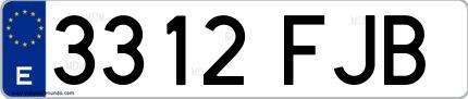 Ejemplo de matrícula española 3312 FJB