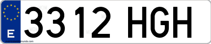 Ejemplo de matrícula de coche ordinaria 3312 HGH