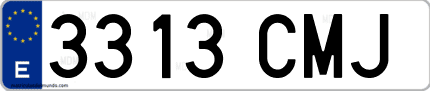 Ejemplo de matrícula de coche ordinaria 3313 CMJ