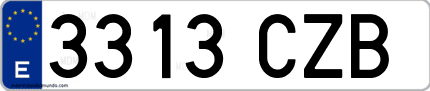 Ejemplo de matrícula de coche ordinaria 3313 CZB