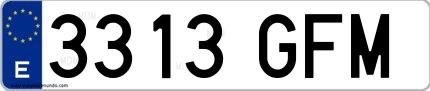 Ejemplo de matrícula española 3313 GFM