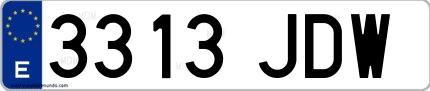 Ejemplo de matrícula española 3313 JDW