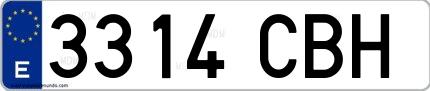 Ejemplo de matrícula española 3314 CBH