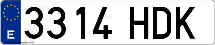 Ejemplo de matrícula de coche ordinaria 3314 HDK
