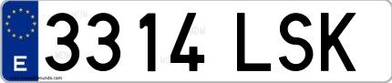 Ejemplo de matrícula española 3314 LSK