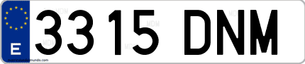 Ejemplo de matrícula de coche ordinaria 3315 DNM