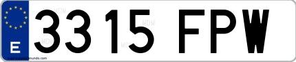Ejemplo de matrícula española 3315 FPW