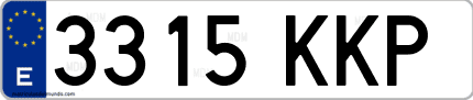 Ejemplo de matrícula de coche ordinaria 3315 KKP