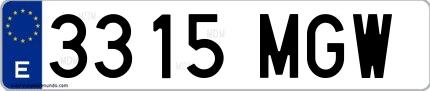 Ejemplo de matrícula de coche ordinaria 3315 MGW