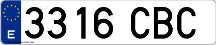 Ejemplo de matrícula de coche ordinaria 3316 CBC