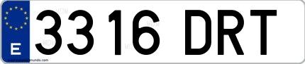 Ejemplo de matrícula de coche ordinaria 3316 DRT