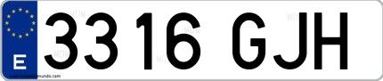 Ejemplo de matrícula española 3316 GJH