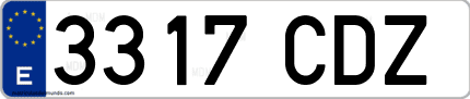 Ejemplo de matrícula de coche ordinaria 3317 CDZ