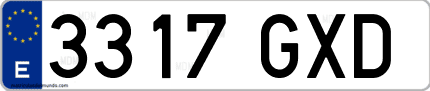 Ejemplo de matrícula de coche ordinaria 3317 GXD