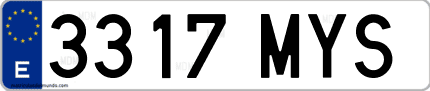 Ejemplo de matrícula de coche ordinaria 3317 MYS