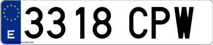Ejemplo de matrícula de coche ordinaria 3318 CPW