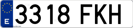 Ejemplo de matrícula de coche ordinaria 3318 FKH