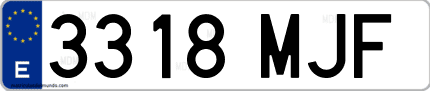 Ejemplo de matrícula de coche ordinaria 3318 MJF