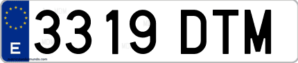 Ejemplo de matrícula de coche ordinaria 3319 DTM