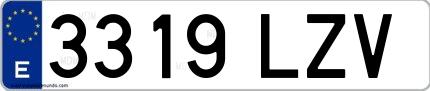 Ejemplo de matrícula de coche ordinaria 3319 LZV