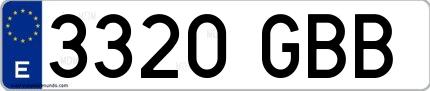 Ejemplo de matrícula española 3320 GBB