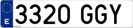 Ejemplo de matrícula de coche ordinaria 3320 GGY