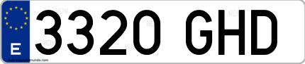 Ejemplo de matrícula de coche ordinaria 3320 GHD