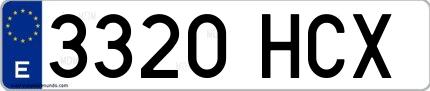 Ejemplo de matrícula española 3320 HCX