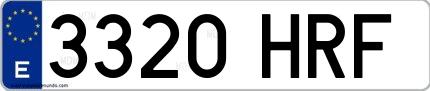 Ejemplo de matrícula española 3320 HRF