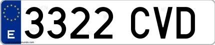 Ejemplo de matrícula española 3322 CVD