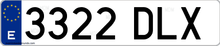 Ejemplo de matrícula de coche ordinaria 3322 DLX