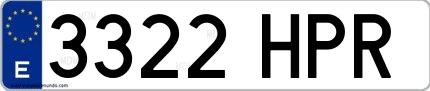 Ejemplo de matrícula española 3322 HPR
