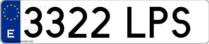 Ejemplo de matrícula española 3322 LPS